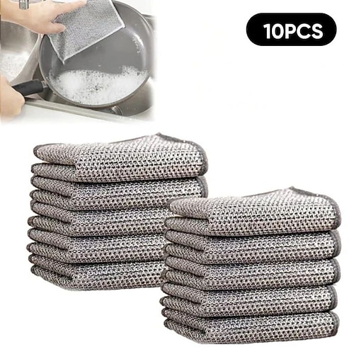 Chiffons multi-usages pour laver la vaisselle 10/20/50pcs pour humide et sec 2025 nouveau chiffon à vaisselle en fil multifonctionnel non rayant nettoie et lave pour vaisselle plaques de cuisson