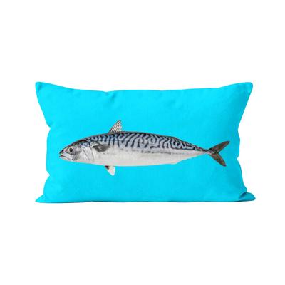 Coussin poisson velours bleu