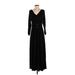 Liz Lange Casual Dress - A-Line V Neck 3/4 sleeves: Black Solid Dresses - Women's Size Small