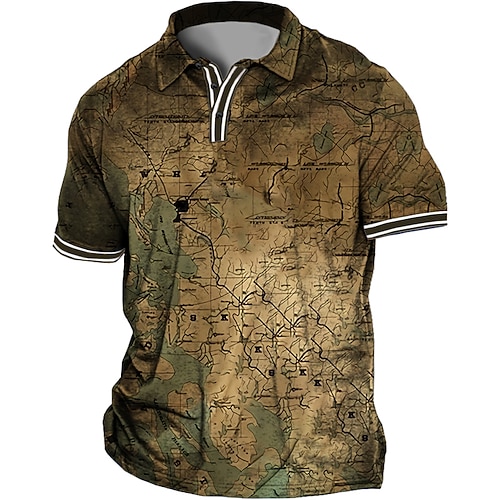 Herren Übergröße Poloshirt Groß und hoch Karte Umlegekragen Bedruckt Kurzarm Frühling Sommer Sport Modisch Strassenmode Designer Outdoor Strasse Oberteile Image