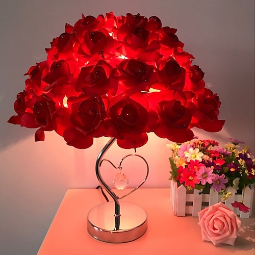 Romantische Rose Blume LED Tischlampe Valentinstag Stil Hochzeitsfeier für Mädchen Schlafzimmer Nachttisch Nachtlicht Dekoration Geschenk Urlaubsbeleuchtung Image