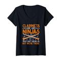 Damen Clarinets Are Like Ninjas Funny Marching Band Klarinette T-Shirt mit V-Ausschnitt