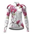 21Grams Women's Cycling Jersey Long Sleeve Bike Jersey Top with 3 Rear Pockets Mountain Bike MTB Road Bike Cycling Breathable Soft Quick Dry Reflective Strips White Butterfly Novelty Floral Botanical