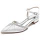 Women's Wedding Shoes Dress Shoes Wedding Party Daily Wedding Flats Bridal Shoes Bridesmaid Shoes Sparkling Glitter Flat Heel Pointed Toe Elegant Fashion Luxurious Satin Ankle Strap Wine Black White