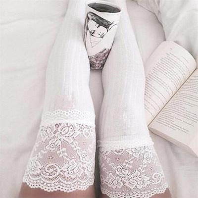 Women's Stockings Wedding Work Daily Lace Retro Cotton Simple Casual Vintage Retro Elastic Casual 1 Pair