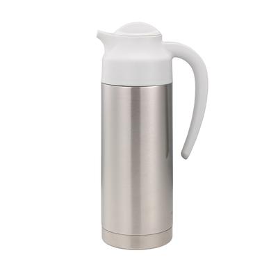 Service Ideas S2SN100WHT SteelVac 1 liter Vacuum Creamer Carafe w/ Screw On Lid & Stainless Liner - Brushed Stainless, Silver