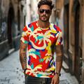 DopamineHoliday X Designer Kris Men's Palm Tree Printed T shirt Crew Neck Short Sleeve Tee