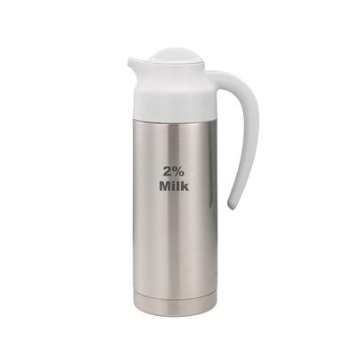 Service Ideas S2SN1002PCTETWHT 1 liter Vacuum Creamer Carafe w/ Screw On Lid & Stainless Liner - Brushed Stainless, Silver