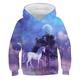 Kids Girls' Unicorn Pink Hoodie Sweatshirt 3D Print Tops Long Sleeve Rainbow Heart Sporty Blushing Pink Children Tops Active Cute