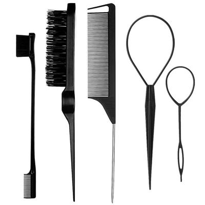 4-Piece Hair Comb Set, Highlight Dyeing, Pointed Tail Comb, Eyebrow Brush, Steel Needle, Long Tail Comb, Hair Remover Hairstyle Design Set