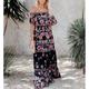 Mexican Dress for Women Off-Shoulder Ruffle Floral Print Summer Party Casual Maxi Dresses Ladies Beach Sundress