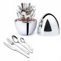 24 Piece Set of Stainless Steel Tableware Gold-Plated And Painted 1010 Knives Forks Spoons Storage Racks Gift Box Set