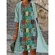 Women's Two Piece Dress Set Print Dress Going out Weekend Ethnic Modern Print Midi Dress V Neck Half Sleeve Tribal Multicolor Slim Pink Blue Green Summer Spring S M L XL XXL