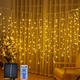 4M 13ft LED Solar Icicle String Lights Waterproof Wedding Decoration Curtain String Lights for Bedroom Patio Yard Garden Wedding Party