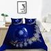 Merry Christmas Luxury Home Textiles Blue Duvet Cover Set with Pillowcase Festival Gift California King(98 x104 )