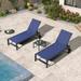 PURPLE LEAF Outdoor Chaise Lounge with Wheels for Outside 2 Pieces Aluminum Patio Lounge Chair with 5 Adjustable Position Recliner for Patio Beach Yard Pool Side Table Included Navy Blue
