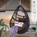 Wicker Egg Chair with Hanging Kit Set & Seat Cushion and Pillow Rattan Hammock Chair Ideal for Bedroom Patio Porch Lounge (Coffee)