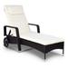 Bomrokson Patio Reclining Chaise Lounge Wicker Rattan Adjustable Lounger Chair with Wheel for Outdoor Beach Pool Yard Porch