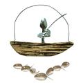 Lloopyting Wind Chimes For Outside Fishing Man Spoonfish Sculpture Wind Chime B Oat Fishing 13*11*2cm