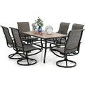 VILLA Outdoor Patio Dining Set for 4 5 PCS Patio Table & Chair Set Clearance with 4 Swivel Dining Chairs & 1 Square Patio Table(1.57 Hole) Patio Dining Furniture for Lawn G