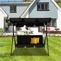 Outdoor Patio Swing Chair Convertible Canopy Hanging Swing Glider Lounge Chair With Removable Cushion Durable Steel Frame For Porch Garden Poolside Backyard Balcony (Black)