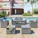 Morhome 6-Piece Outdoor Dining Conversation Sectional Set All-Weather Pe Rattan Patio with Coffee Table Wicker Sofas Ottomans Removable Cushion Dark Grey