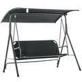 Kepooman 3-Person Porch Swing Outdoor Swing for Patio Porch with Tilt Canopy Bench-Style Seat Swing Canopy Black