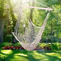 Rope Hammock Cradle Chair Cotton Hanging Rope Swing Chair for Indoor Outdoor Bedroom Garden Yard Patio