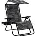 Folding Zero Gravity Outdoor Recliner Patio Lounge Chair w/Adjustable Canopy Shade Headrest Side Accessory Tray Textilene Mesh - Camouflage