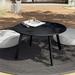 Patio Round Steel Patio Coffee Table Weather Resistant Outdoor Large Side Table Black