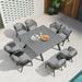 LEAF 7 Pieces Patio Dining Sets All-Weather Wicker Outdoor Patio Furniture with Table All Aluminum Frame for Lawn Garden Backyard Deck Outdoor Dining Sets with Cushions and Pillows Grey