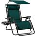 Folding Zero Gravity Outdoor Recliner Patio Lounge Chair w/Adjustable Canopy Shade Headrest Side Accessory Tray Textilene Mesh - Forest Green