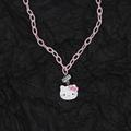 Kawaii HelloKittys Necklace Gift Box Anime Sanrioed Necklace Cute Kt Cat Silver Collarbone Chain Adjustable Lady Birthday Gift