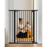 WAGEE 42 Extra Tall Baby Gate for Stairs Doorways Fits Openings of 29.5 to 40.5 Wide Auto Close Extra Wide Baby and Pet Gate for Doorways and Stairways Pressure Mounted Dog Gates Black