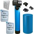 Fleck 64k 1 Inch Blue High Capacity Resin Whole House Water Softener System 5600sxt Digital Meter Grain-includes bypass valve & brine tank with safety float