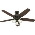 JIAH Fan Company Indoor 53326 52 Builder Low Profile Ceiling Fan with Light Snow White Finish