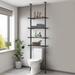 JIAH Bathroom Organizer 4-Tier Over-The-Toilet Storage Adjustable Floor to Ceiling Storage Shelves Metal Bathroom Shelves for Small Room Saving Space 65 to 116 Inch Tall White