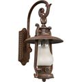 FJU Outdoor Wall Lantern Light 110V Large Exterior Rustic Oil Lantern Like Wall Mounted Sconce Waterproof Vintage Lighting Fixture with Rust Red Finish & Frosted Shade for Porch Garage