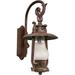 FJU Outdoor Wall Lantern Light 110V Large Exterior Rustic Oil Lantern Like Wall Mounted Sconce Waterproof Vintage Lighting Fixture with Rust Red Finish & Frosted Shade for Porch Garage