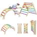 5 in 1 Pikler Triangle Set Indoor Playground and Gym for Kids Foldable Wooden Montessori Climbing Set Triangle Ladder Set with Slide and Climbing Ramp Gift for Boys Girls(Rainbow)