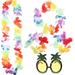 1 Set Hawaiian Party Props Simulation Flower Garland Luau Party Pineapple Glasses