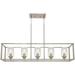 5-Light Kitchen Island Lighting Brushed Nickel Rectangle Chandeliers for Dining Room Metal Farmhouse Dining Room Light Fixtures Over Table Linear Chandelier