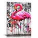Chilfamy Pink Flamingo Street Graffiti Wall Art Abstract Animals Posters Pink Flamingo Bathroom Wall Art Street Pop Art Flamingo Artwork Wall Decor Pink Flamingo Prints 16x20 in/12x16 in