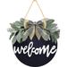 Welcome Sign For Front Door Round Wood Sign Hanging Welcome Sign for Farmhouse porch Spring wreaths for front door