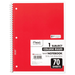 Mead 1-Subject Spiral Notebook [College Ruled]: 7-1/2 in. x 10-1/2 in. (Red) 70 sheets