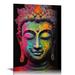 ARISTURING Buddha Statue Canvas Wall Art Modern Buddha Statue Living Room Painting Colorful Abstract Images Meditation Room Decoration Buddha Head Poster Bedroom Office Home Decoration