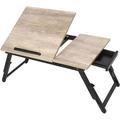JMLHMXC Bamboo Laptop Desk Bed Tray Table Adjustable Table for Computer Tilting Top Foldable Leg with Drawer