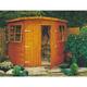 10 x 10 Feet Corner Shed Double Doors Tongue and Groove Garden Shed Workshop - Honey Brown Timber Basecoat