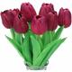 Langray - 10 Stunning Realistic Touch pu Artificial Tulip Bouquet with Stem-Purple