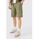 Mens Green Tall Elastic Waist Relaxed Fit Cargo Shorts In Khaki, Green